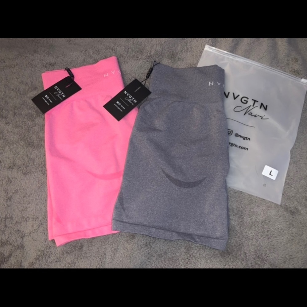 Bubble Gum Pink and Grey Contour Shorts Large